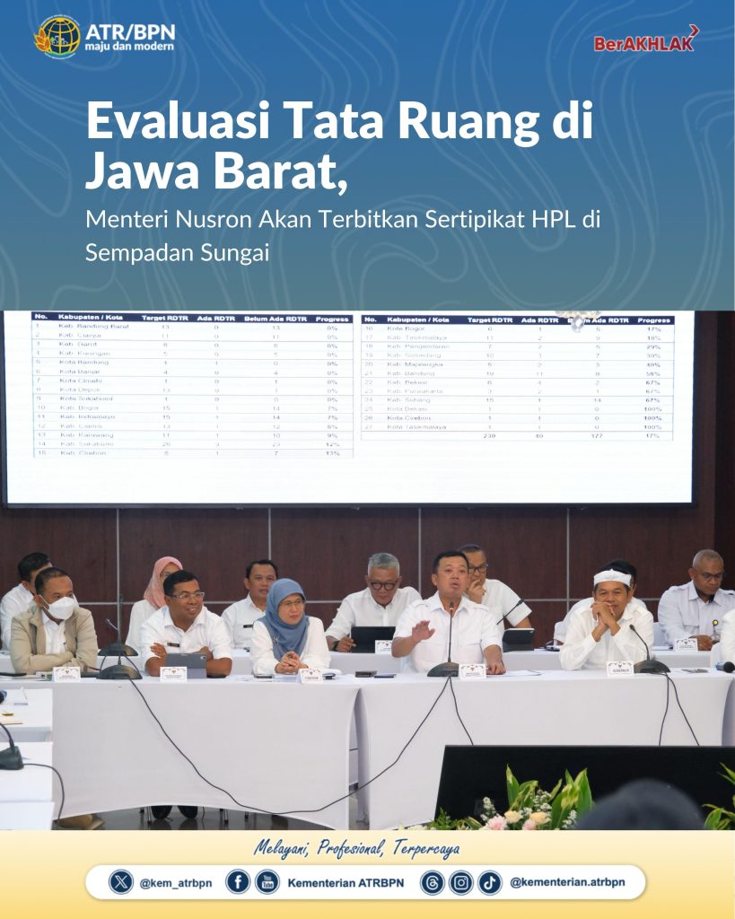 Evaluasi Tata Ruang di Jawa Barat, Menteri Nusron Akan Terbitkan Sertipikat HPL di Sempadan Sungai
