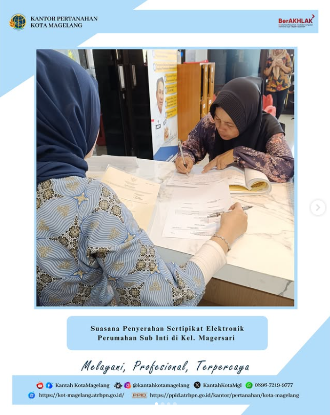 Penyerahan Sertipikat Elektronik Perumahan Sub Inti kepada Para Pemilik Tanah