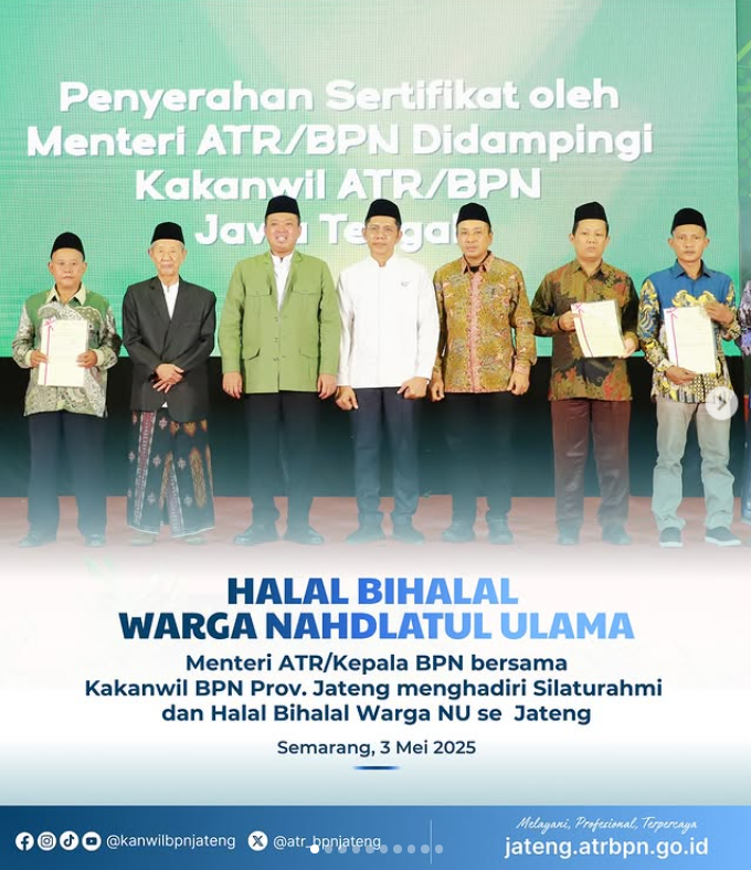 Penyerahan Sertipikat Tanah Wakaf oleh Menteri Agraria dan Tata Ruang/Kepala BPN