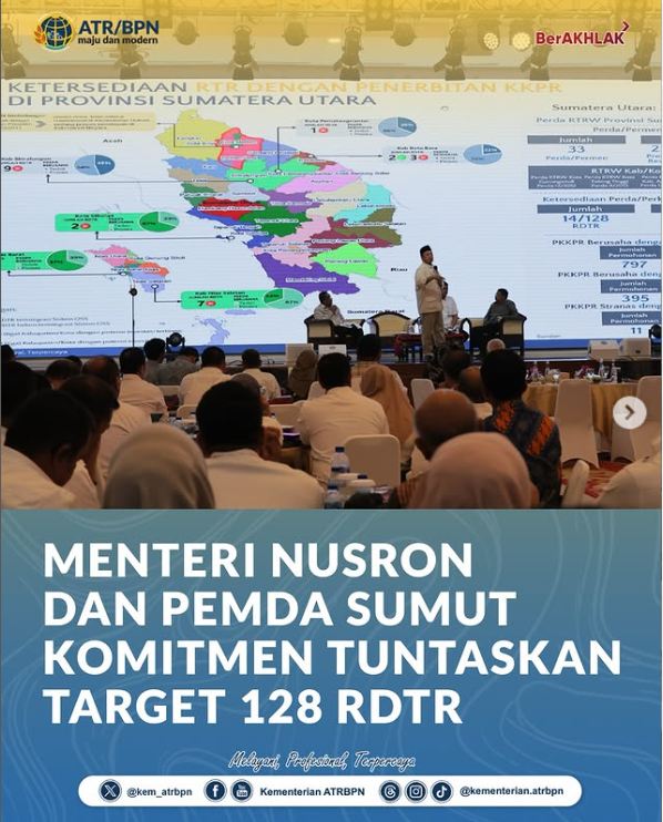 Menteri Nusron dan Pemda Sumut Komitmen Tuntaskan Target 128 RDTR