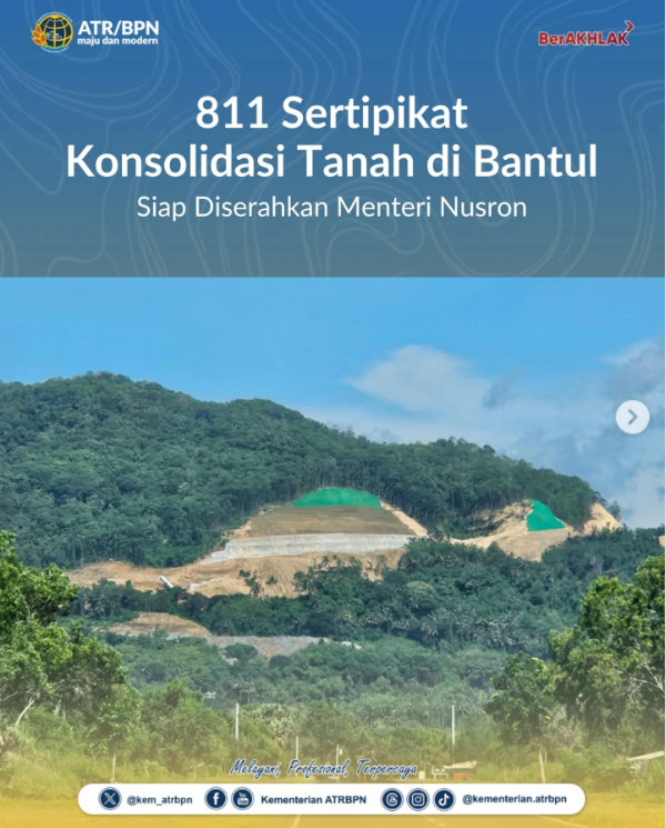 811 Sertipikat Konsolidasi Tanah di Bantul Siap Diserahkan Menteri Nusron