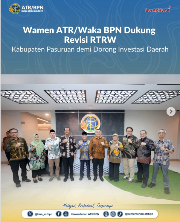 Wamen ATR/Waka BPN Dukung Revisi RTRW Kabupaten Pasuruan demi Dorong Investasi Daerah