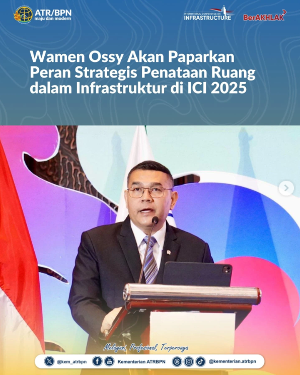 Wamen Ossy Akan Paparkan Peran Strategis Penataan Ruang dalam Infrastruktur di ICI 2025