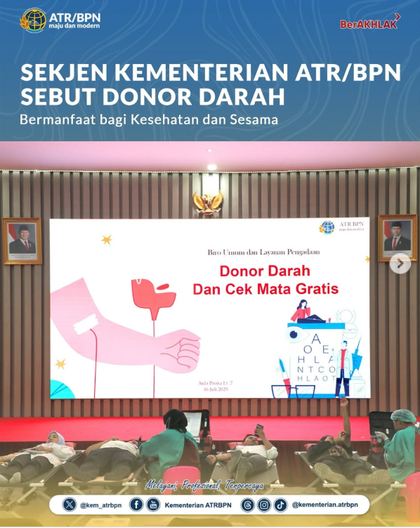 Sekjen Kementerian ATR/BPN Sebut Donor Darah Bermanfaat bagi Kesehatan dan Sesama