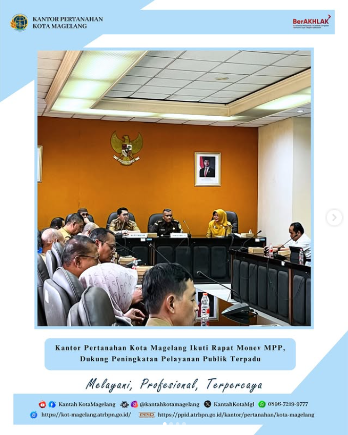 Kantor Pertanahan Kota Magelang Ikuti Rapat Monev MPP, Dukung Peningkatan Pelayanan Publik Terpadu
