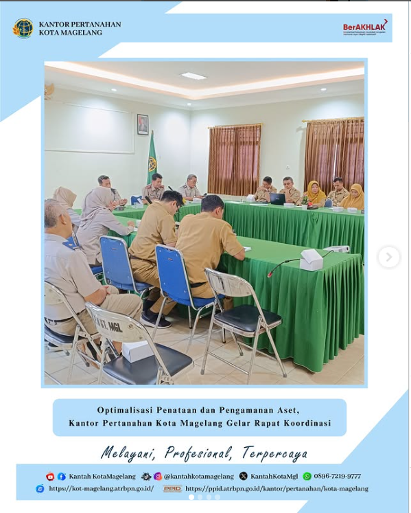 Optimalisasi Penataan dan Pengamanan Aset, Kantor Pertanahan Kota Magelang Gelar Rapat Koordinasi