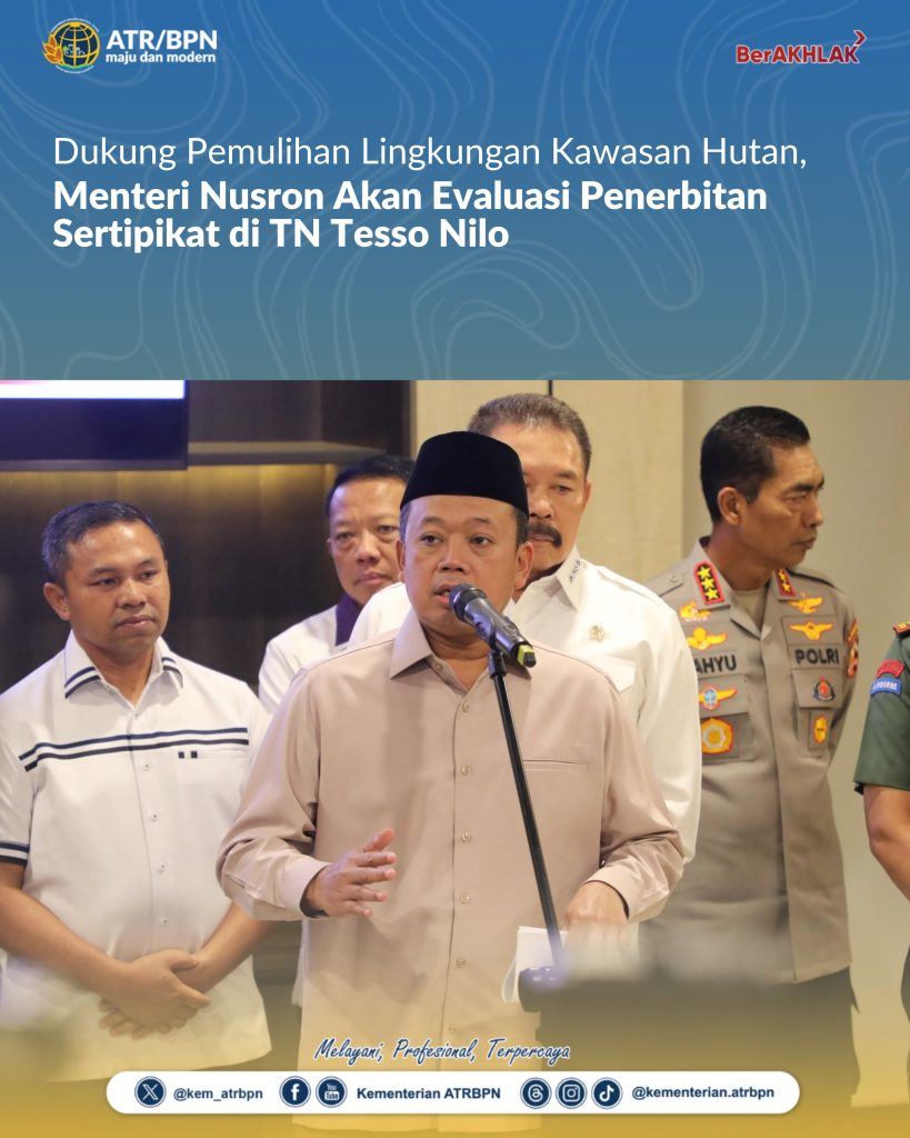 Dukung Pemulihan Lingkungan Kawasan Hutan, Menteri Nusron Akan Evaluasi Penerbitan Sertipikat di TN Tesso Nilo