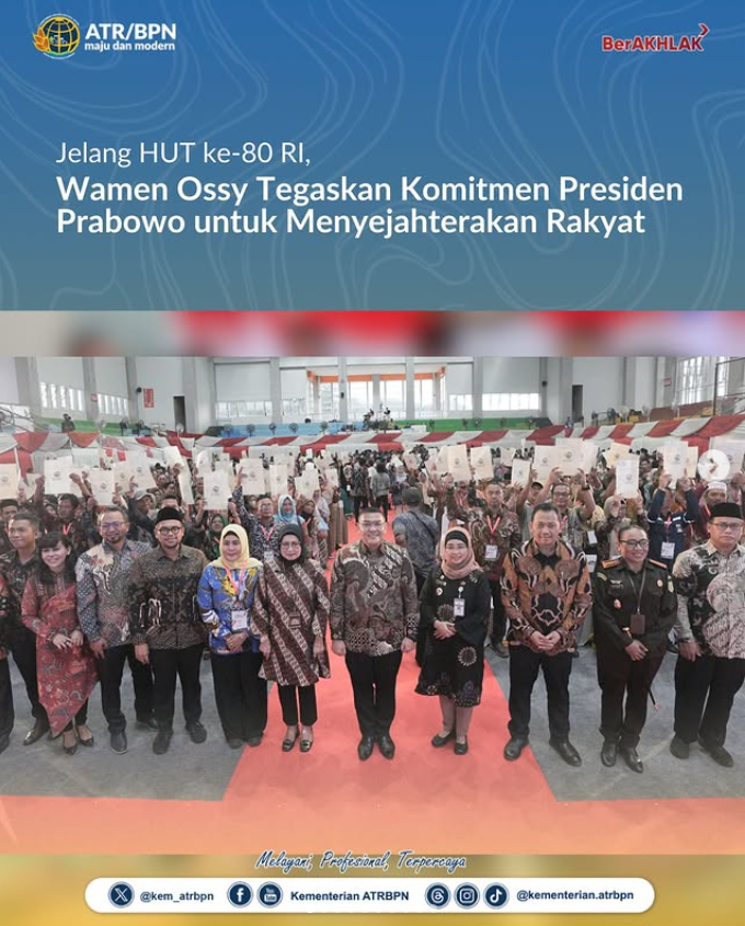 Jelang HUT ke-80 RI, Wamen Ossy Tegaskan Komitmen Presiden Prabowo untuk Menyejahterakan Rakyat