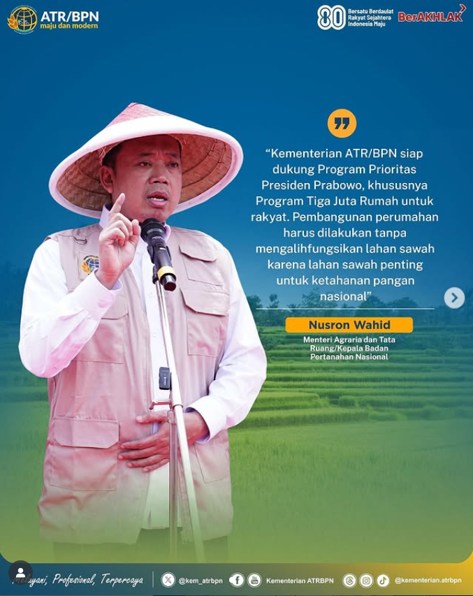 Kementerian ATR/BPN siap dukung Program Prioritas Presiden Prabowo, Program Tiga Juta Rumah