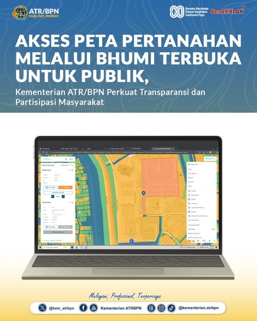 Akses Peta Pertanahan Melalui Bhumi Terbuka untuk Publik, Kementerian ATR/BPN Perkuat Transparansi dan Partisipasi Masyarakat