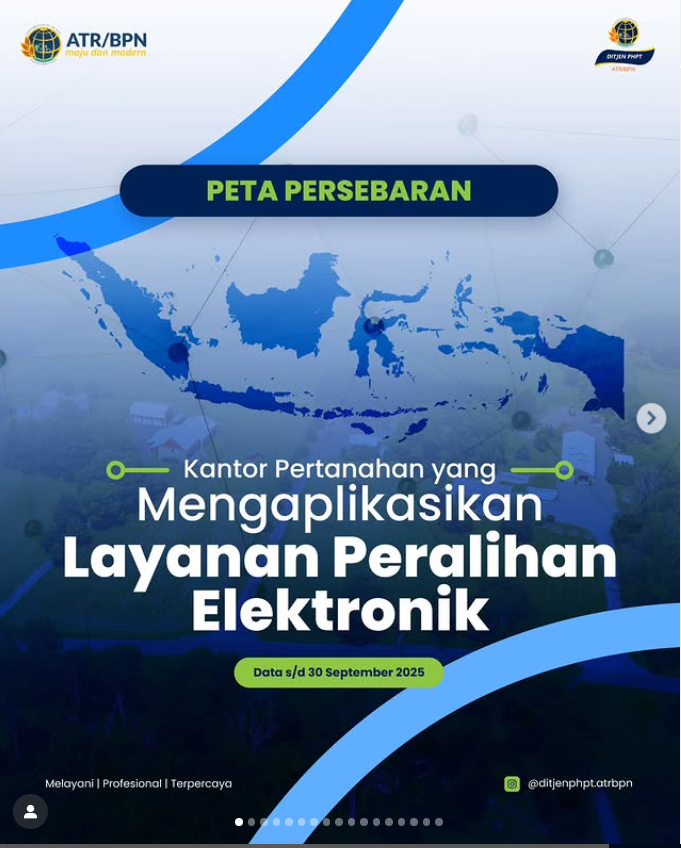 Kantor Pertanahan yang mengaplikasikan Layanan Peralihan Elektronik