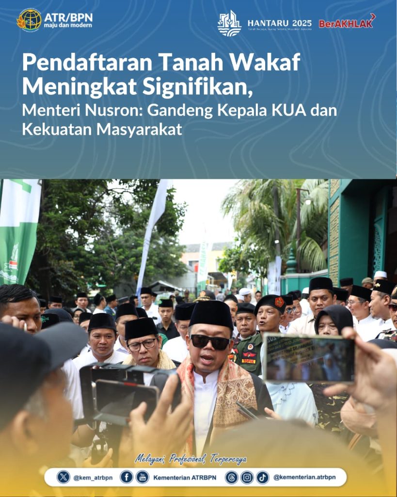Pendaftaran Tanah Wakaf Meningkat Signifikan, Menteri Nusron: Gandeng Kepala KUA dan Kekuatan Masyarakat