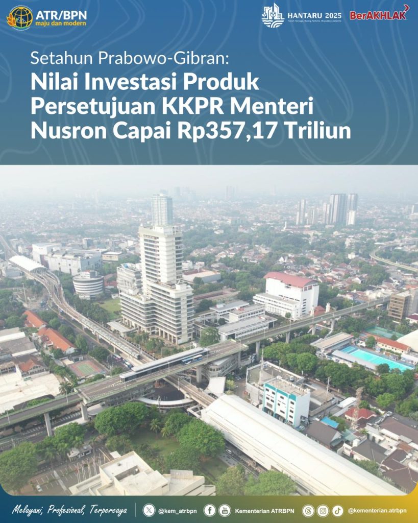 Setahun Prabowo-Gibran: Nilai Investasi Produk Persetujuan KKPR Menteri Nusron Capai Rp357,17 Triliun
