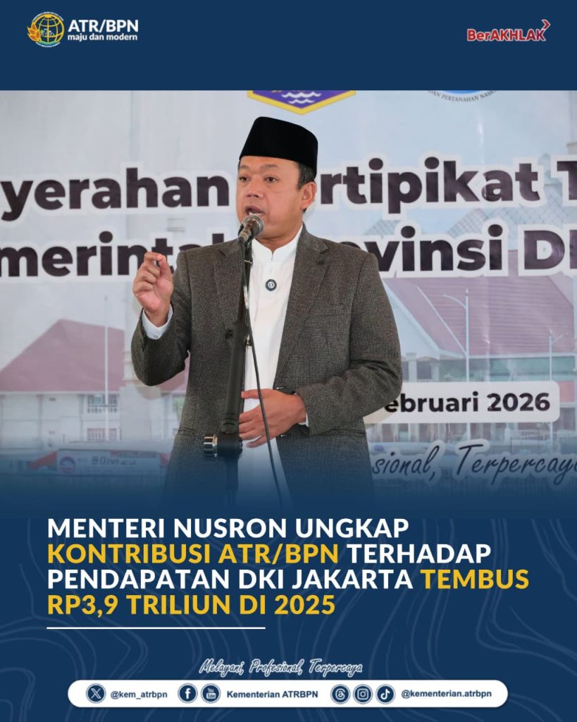 Menteri Nusron Ungkap Kontribusi ATR/BPN terhadap Pendapatan DKI Jakarta Tembus Rp3,9 Triliun di 2025