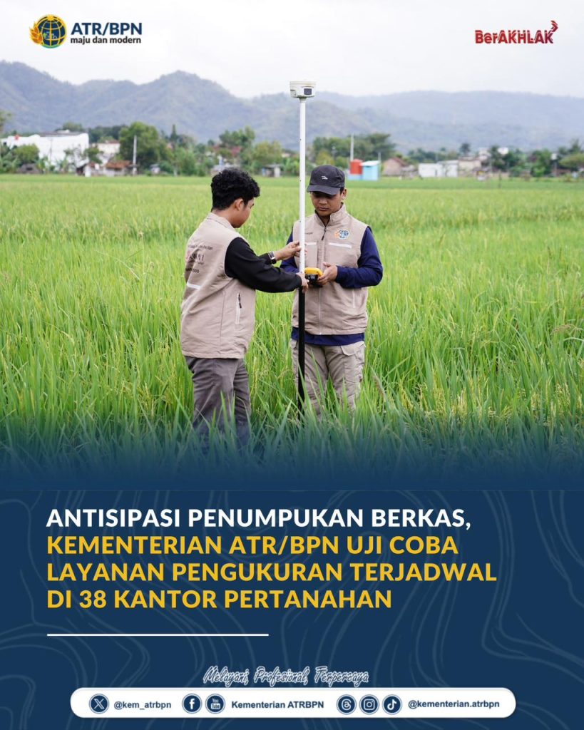 Antisipasi Penumpukan Berkas, Kementerian ATR/BPN Uji Coba Layanan Pengukuran Terjadwal di 38 Kantor Pertanahan