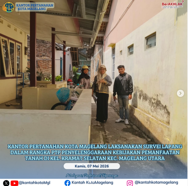 Kantor Pertanahan Kota Magelang Laksanakan Survei Lapang dalam rangka PTP Penyelenggaran Kebijakan Pemanfaat Tanah di Kelurahan Kramat Selatan Kec Magelang Utara
