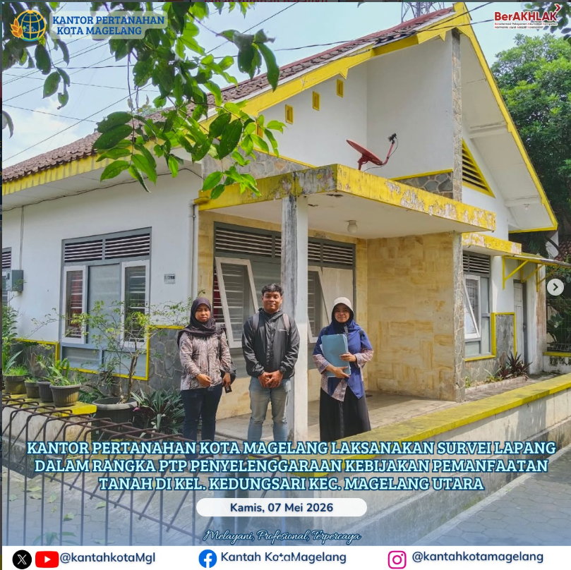 Kantor Pertanahan Kota Magelang Laksanakan Survei Lapang Dalam Rangka PTP Penyelenggaran Kebijakan pemanfaatan Tanah Di Kelurahan Kedungsari Kecamata Magelang Utara