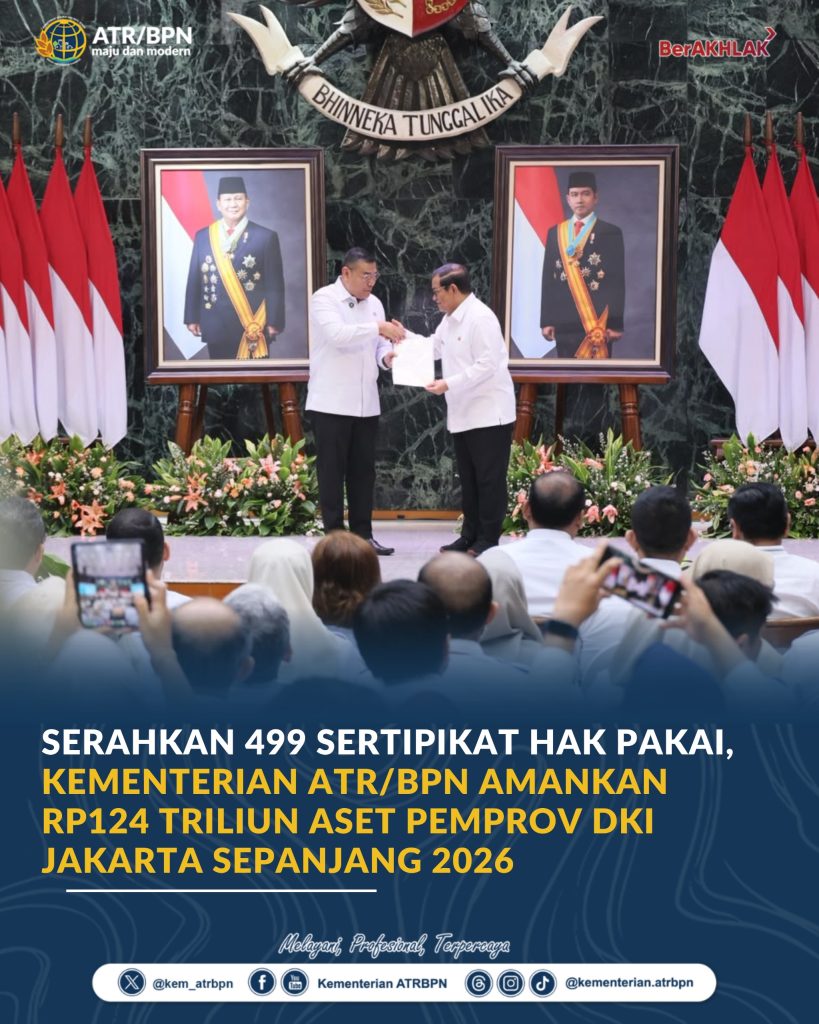Serahkan 499 Sertipikat Hak Pakai, Kementerian ATR/BPN Amankan Rp124 Triliun Aset Pemprov DKI Jakarta Sepanjang 2026