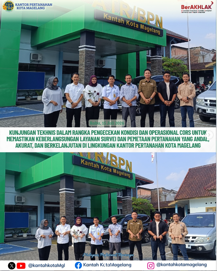 Kunjungan Teknis Dalam Rangka Pengecekan Kondisi Dan Operasional CORS Untuk Memastikan Keberlangsungan Layanan Survei Dan Pemetaan Pertanahan Yang Andal,Akurat Dan Berkelanjutan Di Lingkungan Kantor Pertanahan Kota Magelang.