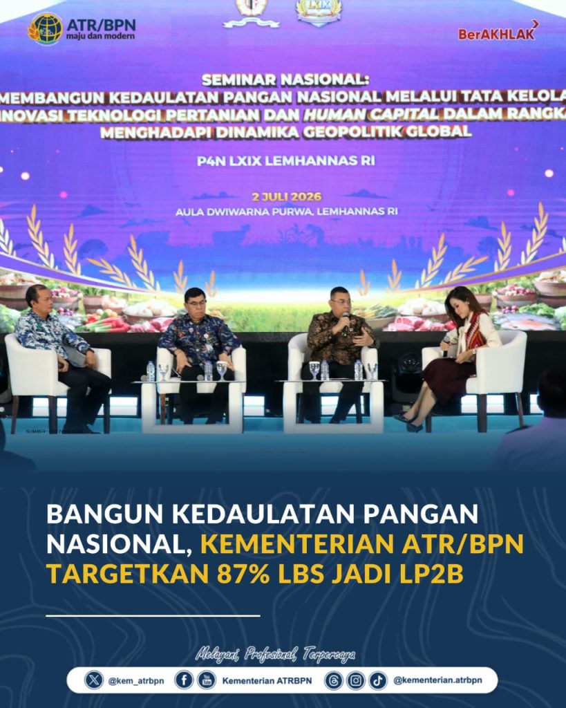 Bangun Kedaulatan Pangan Nasional, Kementerian ATR/BPN Targetkan 87% LBS Jadi LP2B