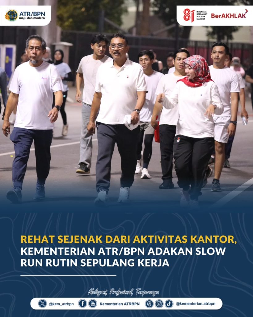 Rehat Sejenak dari Aktivitas Kantor, Kementerian ATR/BPN Adakan Slow Run Rutin Sepulang Kerja
