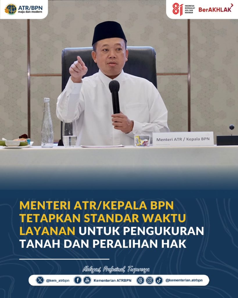 Menteri ATR/Kepala BPN Tetapkan Standar Waktu Layanan untuk Pengukuran Tanah dan Peralihan Hak